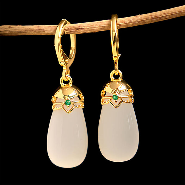 FREE Today: Strength Courage Green Chalcedony Water Drop Copper Posts Earrings - image 21