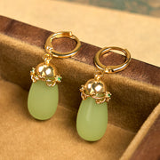 FREE Today: Strength Courage Green Chalcedony Water Drop Copper Posts Earrings - image 2