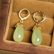 FREE Today: Strength Courage Green Chalcedony Water Drop Copper Posts Earrings - image 3