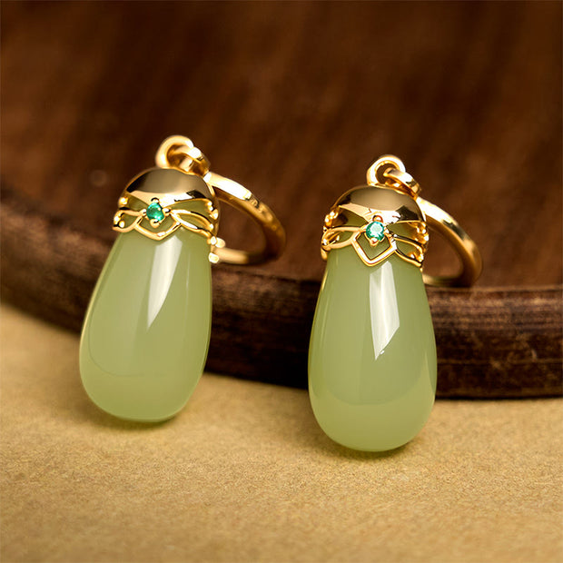 FREE Today: Strength Courage Green Chalcedony Water Drop Copper Posts Earrings - image 4