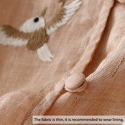 Buddha Stones Round Neck Casual Blouse Embroidery Long Sleeve Shirt Cotton Linen Top Women's Shirts