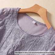 Buddha Stones Summer Retro Artistic Embroidery Crew Neck Women's Cotton Linen Half Sleeve T-Shirt