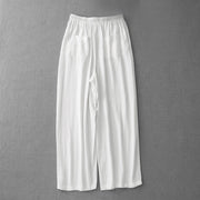 Buddha Stones Casual Pure Color Drawstring Simple Design Women's Cotton Pants With Pockets - image 8