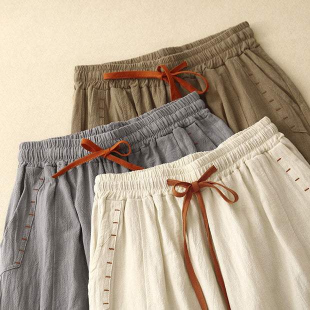 Buddha Stones Casual Side Slits Design Cotton Women's Wide Leg 7-8 Length Pants With Pockets - image 16