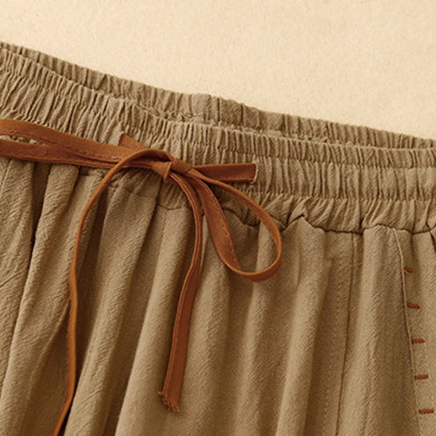 Buddha Stones Casual Side Slits Design Cotton Women's Wide Leg 7-8 Length Pants With Pockets - image 2