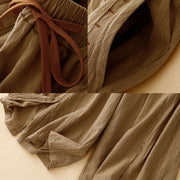 Buddha Stones Casual Side Slits Design Cotton Women's Wide Leg 7-8 Length Pants With Pockets - image 3