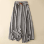 Buddha Stones Casual Side Slits Design Cotton Women's Wide Leg 7-8 Length Pants With Pockets - DarkGray - US8-10，UK/AU12-14，EU40-42 (2XL) - image 11