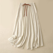 Buddha Stones Casual Side Slits Design Cotton Women's Wide Leg 7-8 Length Pants With Pockets - Cornsilk - US8-10，UK/AU12-14，EU40-42 (2XL) - image 4