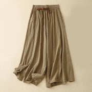 Buddha Stones Casual Side Slits Design Cotton Women's Wide Leg 7-8 Length Pants With Pockets - DarkGoldenrod - US8-10，UK/AU12-14，EU40-42 (2XL) - image 1