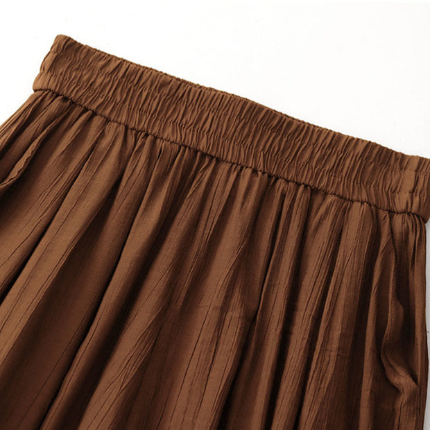 Buddha Stones Commute Plain 7-8 Length Women's Wide Leg Cotton Pants With Pockets - image 2