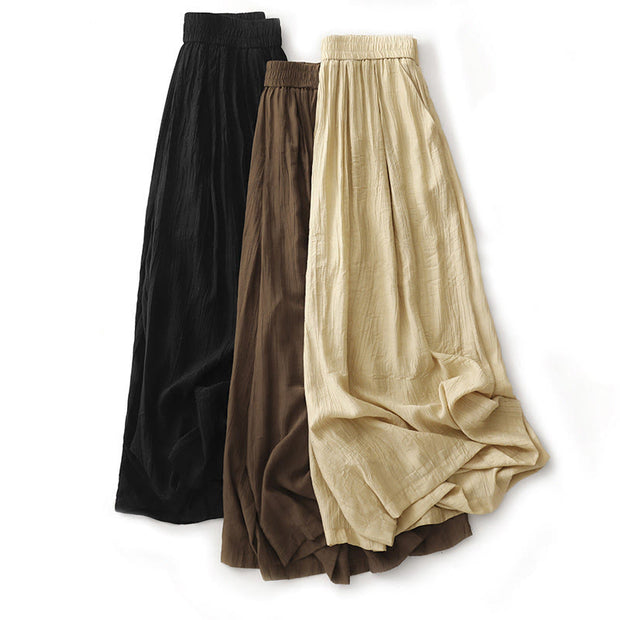 Buddha Stones Commute Plain 7-8 Length Women's Wide Leg Cotton Pants With Pockets - image 26