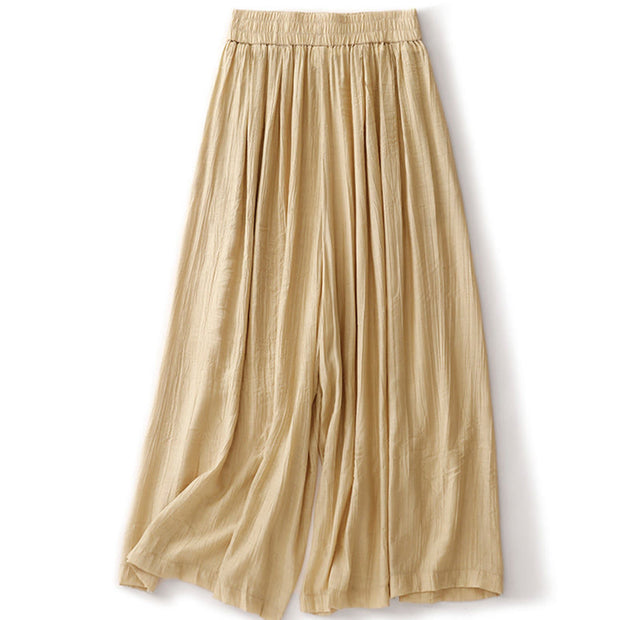 Buddha Stones Commute Plain 7-8 Length Women's Wide Leg Cotton Pants With Pockets - image 17