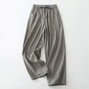 Buddha Stones Commute Striped Drawstring Design Women's Wide Leg Cotton Pants With Pockets - DarkGray - US8-10，UK/AU12-14，EU40-42 (2XL) - image 6