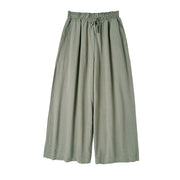 Buddha Stones Summer Plain Drawstring Zipper Design Women's Wide Leg Cotton Pants With Pockets - image 10
