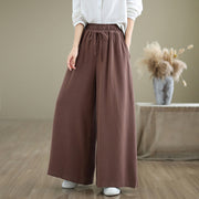 Buddha Stones Summer Plain Drawstring Zipper Design Women's Wide Leg Cotton Pants With Pockets - Sienna - US6，UK/AU10，EU38 (XL) - image 11