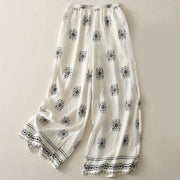 Buddha Stones Bohemian Printing Celestial Pattern Women's Wide Leg Cotton Pants With Pockets - White - US8-10，UK/AU12-14，EU40-42 (2XL) - image 5