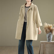 Buddha Stones Spring Plain Buttons Design Long Sleeve Women's Cotton Linen Jacket With Pockets - image 11