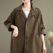 Buddha Stones Spring Plain Buttons Design Long Sleeve Women's Cotton Linen Jacket With Pockets - image 21