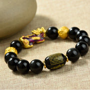 Buddha Stones Fengshui Copper Pixiu Rainbow Obsidian Beads Wealth Bracelet - image 11
