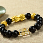 Buddha Stones Fengshui Copper Pixiu Rainbow Obsidian Beads Wealth Bracelet - image 19