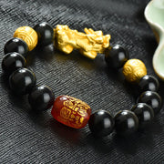 Buddha Stones Fengshui Copper Pixiu Rainbow Obsidian Beads Wealth Bracelet - image 24