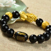Buddha Stones Fengshui Copper Pixiu Rainbow Obsidian Beads Wealth Bracelet - image 27