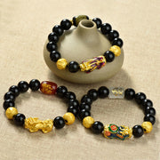 Buddha Stones Fengshui Copper Pixiu Rainbow Obsidian Beads Wealth Bracelet - image 29