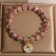 Buddha Stones Rose Liuli Glass Bead Peace Buckle Peace Bracelet - image 3