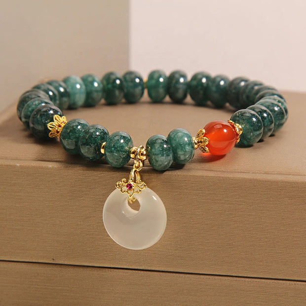 Buddha Stones Blue Jade Beads Peace Buckle Prosperity Bracelet - image 2