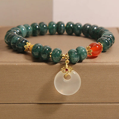 Buddha Stones Blue Jade Beads Peace Buckle Prosperity Bracelet - Jade(Wrist circumference: 15-16cm) - image 1