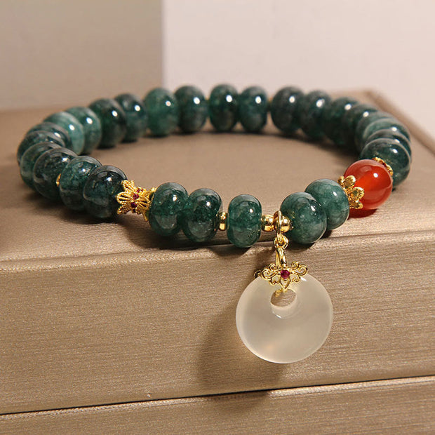 Buddha Stones Blue Jade Beads Peace Buckle Prosperity Bracelet - image 6
