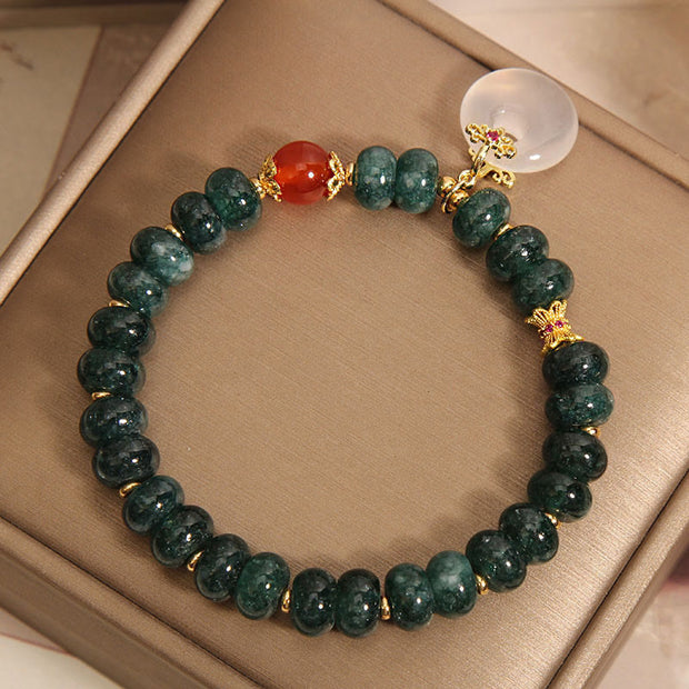 Buddha Stones Blue Jade Beads Peace Buckle Prosperity Bracelet - image 4