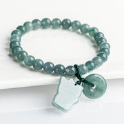 Buddha Stones Blue Jade Peace Buckle Lucky Cat Prosperity Bracelet - image 2