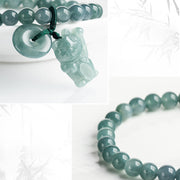 Buddha Stones Blue Jade Peace Buckle Lucky Cat Prosperity Bracelet - image 9