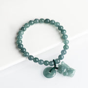 Buddha Stones Blue Jade Peace Buckle Lucky Cat Prosperity Bracelet - image 11