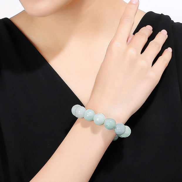 Buddha Stones Natural Jade Lotus Carving Prosperity Bracelet - image 4