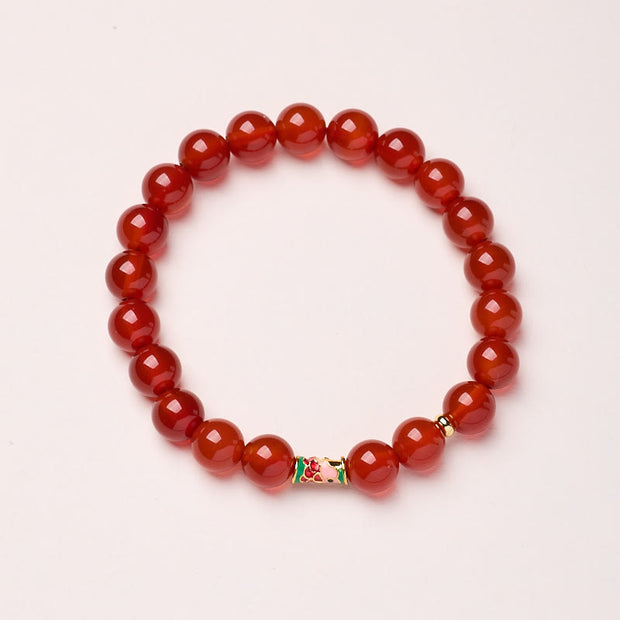 Buddha Stones Natural Red Agate Lucky Koi Fish Confidence Bracelet - Red Agate-8mm - image 5