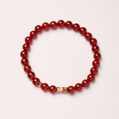 Buddha Stones Natural Red Agate Lucky Koi Fish Confidence Bracelet - Red Agate-6mm - image 1