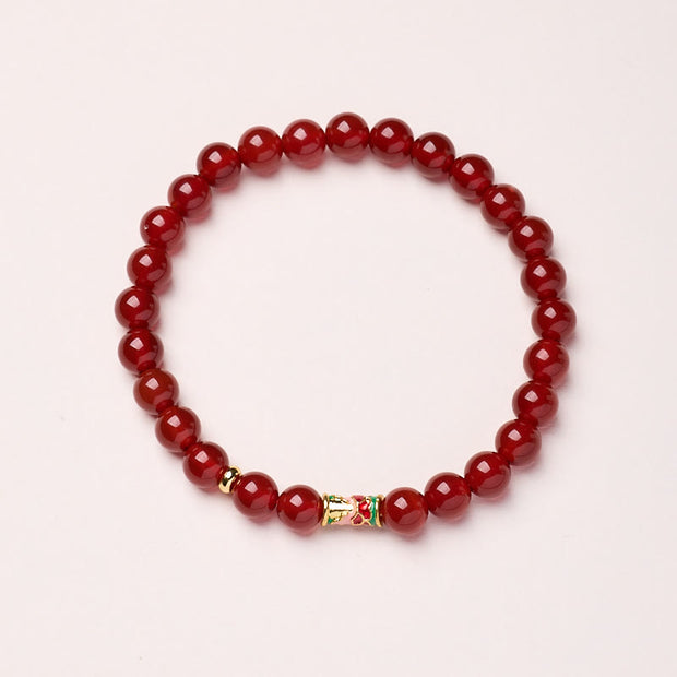 Buddha Stones Natural Red Agate Lucky Koi Fish Confidence Bracelet - Red Agate-6mm - image 1