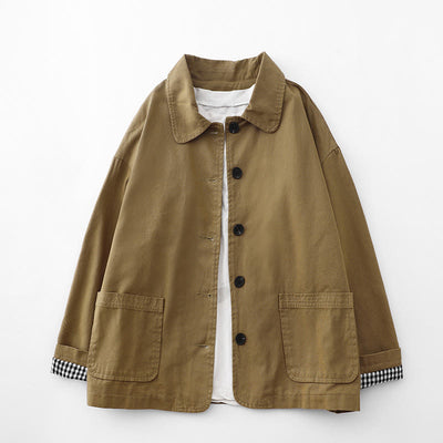 Buddha Stones Commute Patchwork Design Cotton Women's Jacket With Pockets - DarkGoldenrod - US14，UK/AU18，EU46 (2XL) - image 1