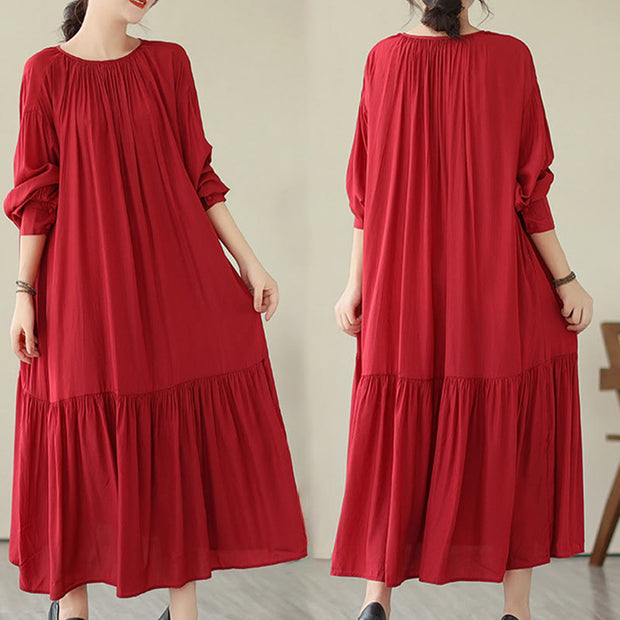 Buddha Stones Casual Plain Two-sided Style Dress Chiffon Midi Dress With Pockets - image 10