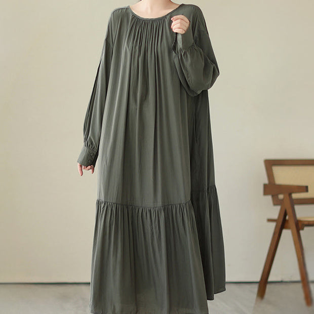 Buddha Stones Casual Plain Two-sided Style Dress Chiffon Midi Dress With Pockets - DarkOliveGreen - US4-6，UK/AU8-10，EU36-38 (F) - image 11