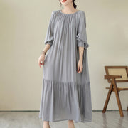 Buddha Stones Casual Plain Two-sided Style Dress Chiffon Midi Dress With Pockets - LightSteelBlue - US4-6，UK/AU8-10，EU36-38 (F) - image 20