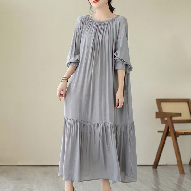 Buddha Stones Casual Plain Two-sided Style Dress Chiffon Midi Dress With Pockets - LightSteelBlue - US4-6，UK/AU8-10，EU36-38 (F) - image 20