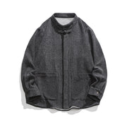 Buddha Stones Long Sleeve Frog-button Design Men's Cotton Jacket Shirt With Pockets - image 2