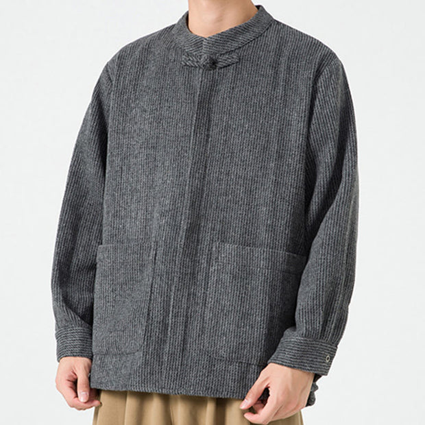 Buddha Stones Long Sleeve Frog-button Design Men's Cotton Jacket Shirt With Pockets - image 4