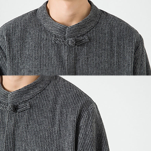 Buddha Stones Long Sleeve Frog-button Design Men's Cotton Jacket Shirt With Pockets - image 10