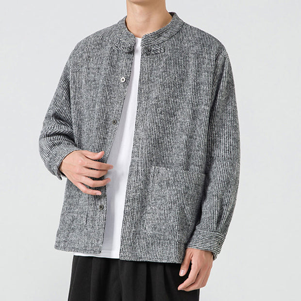 Buddha Stones Long Sleeve Frog-button Design Men's Cotton Jacket Shirt With Pockets - image 13
