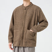 Buddha Stones Long Sleeve Frog-button Design Men's Cotton Jacket Shirt With Pockets - image 28