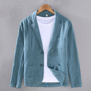 Buddha Stones Long Sleeve Button Plain Design Men's Linen Jacket Shirt With Pockets - SteelBlue - US/UK/AU42，EU52 (3XL) - image 8